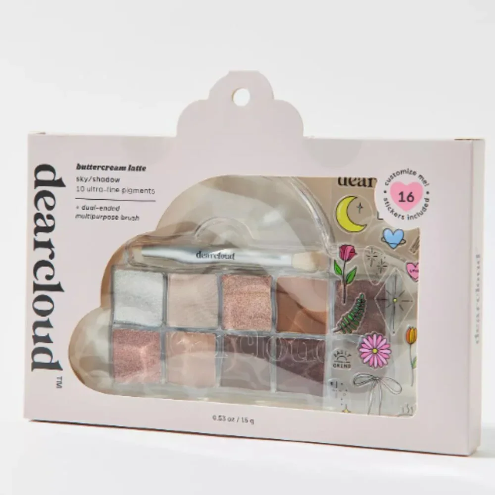 dearcloud 10-Pan Buttercream Latte Pigment, Shadow, & Stickers